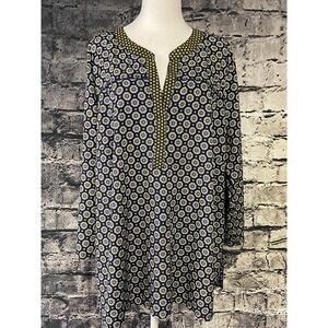 Antilia Femne Womens Shirt Blouse 2X Large Navy Flower Casual ‎ Relax Oversized